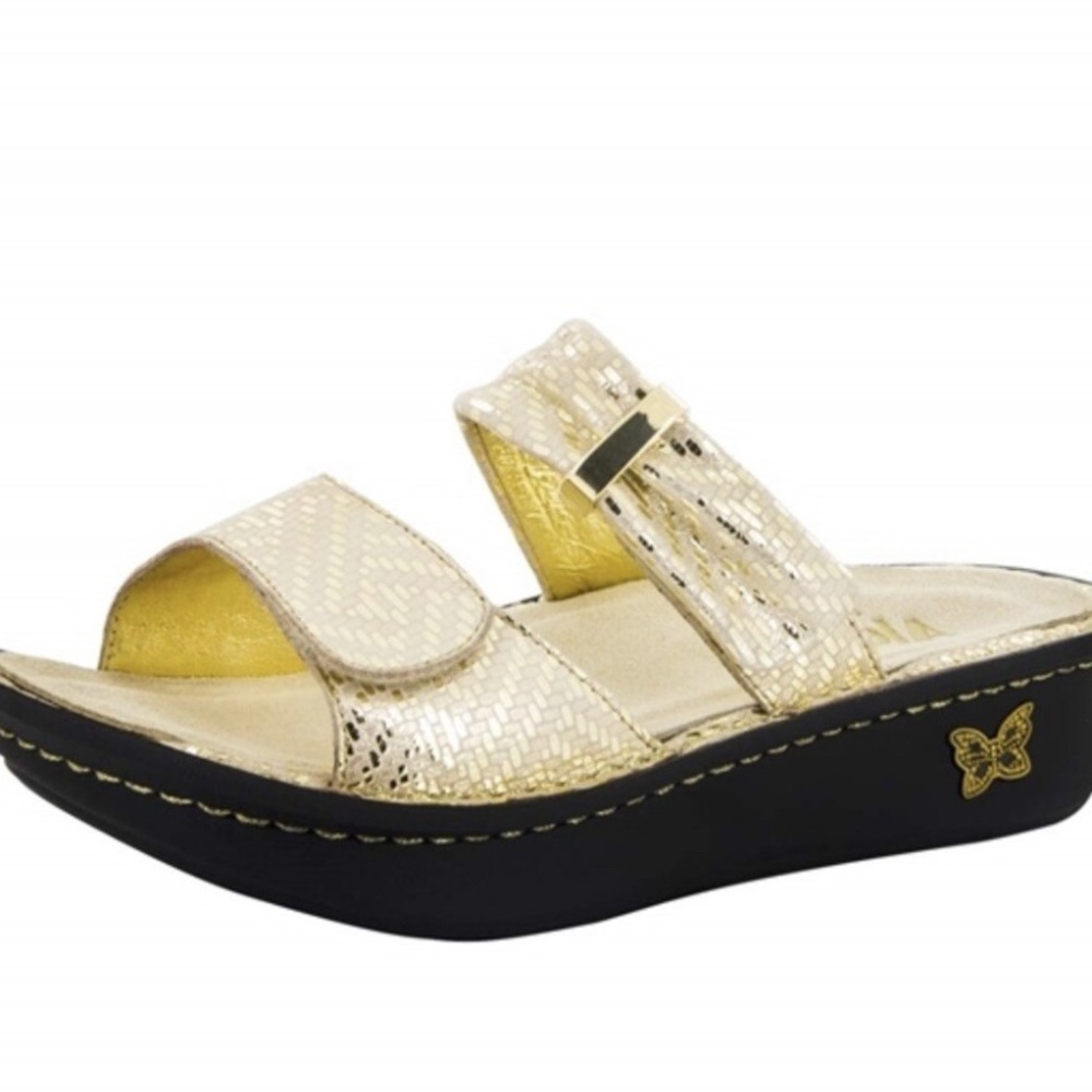 Alegria leather gold sandals